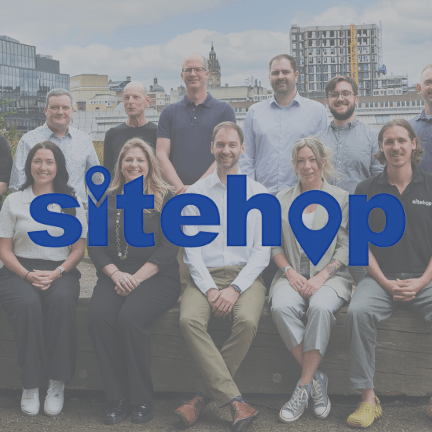 Sitehop team photographed outside their Sheffield headquarters.