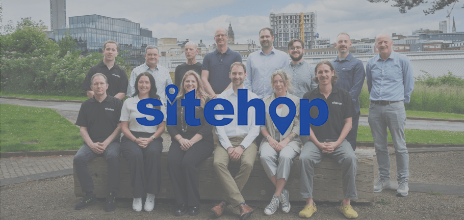 Sitehop team photographed outside their Sheffield headquarters.