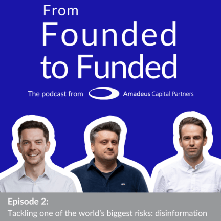 Investment Manager James Baker alongside Vlad Gulu and Tom Garnett, founders of thwe company fighting disinformation, Refute.